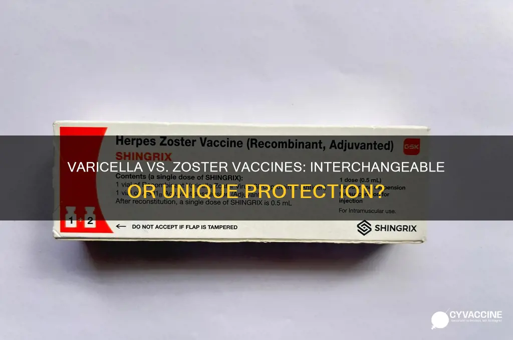 are varicella and zoster vaccines interchangeable