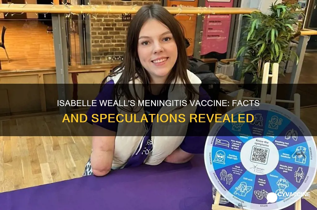 did isabelle weall have meningitis vaccine