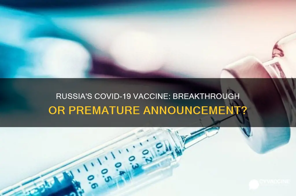 did russia find a coronavirus vaccine