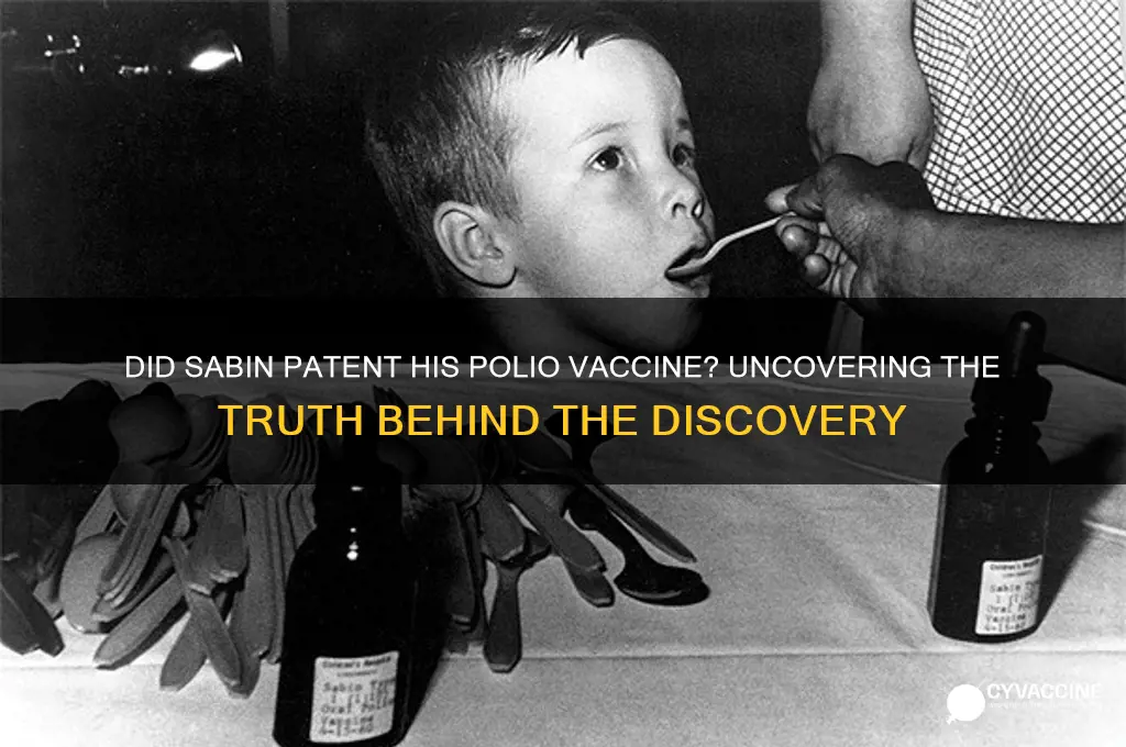 did sabin patent his polio vaccine