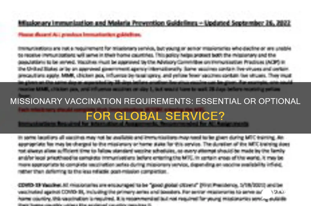 do missionaries have to be vaccinated