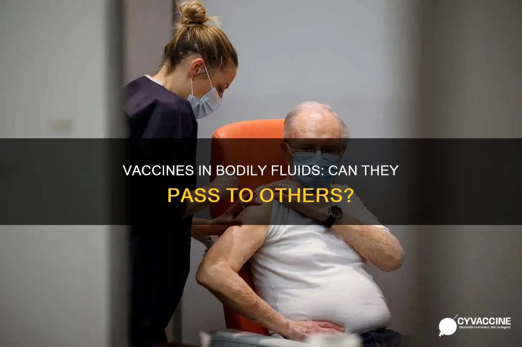 do vaccines pass to other peiople in bodily fluids
