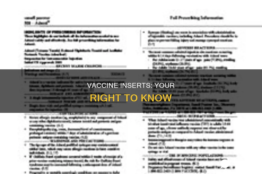 do you have a right to see vaccine inserts