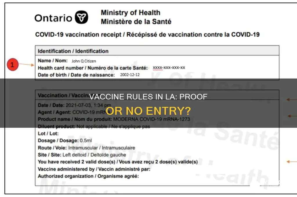 do you have to show proof of vaccination in la