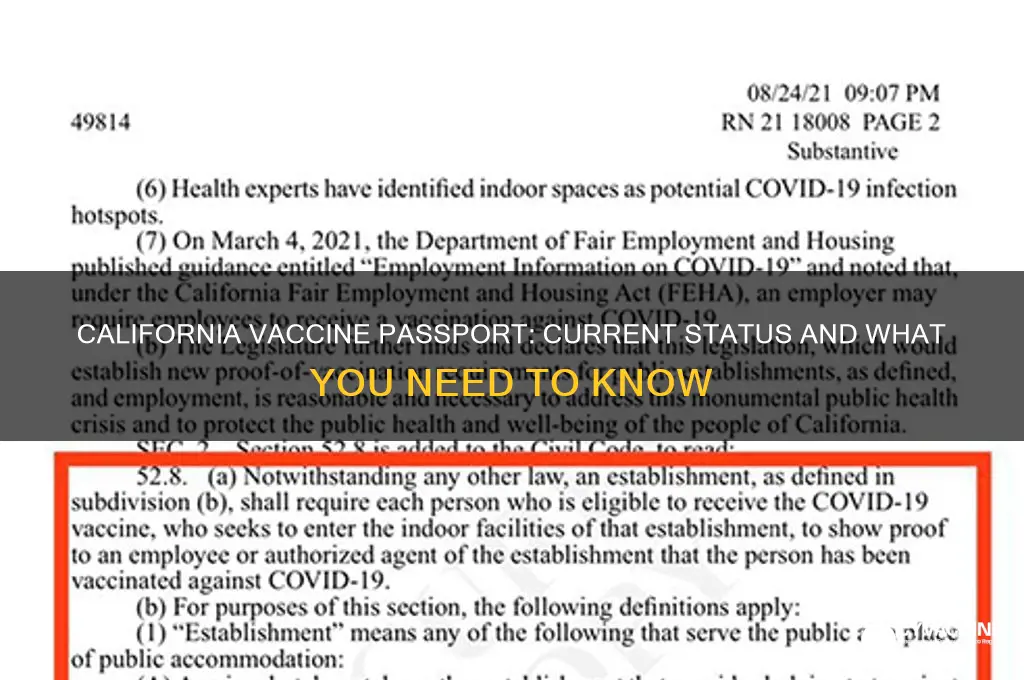 does california have a vaccine passport