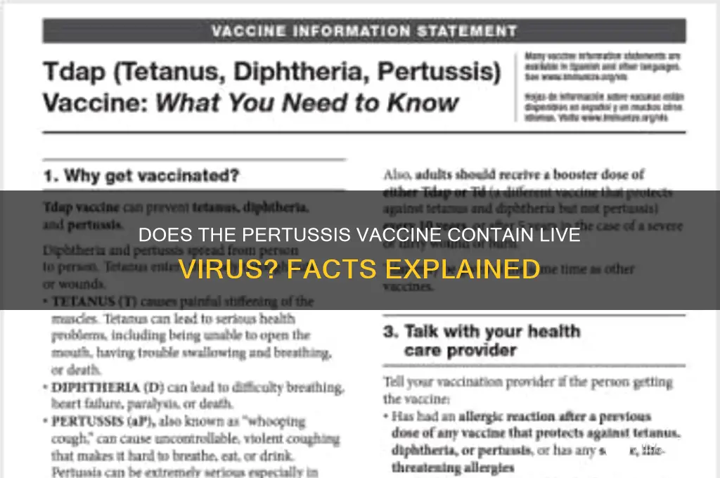 does pertussis vaccine contain live virus