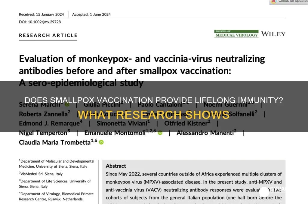 does smallpox vaccination last a lifetime