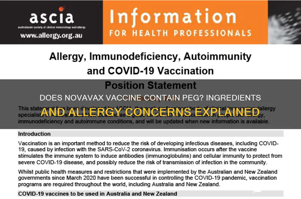 does the novavax vaccine contain peg