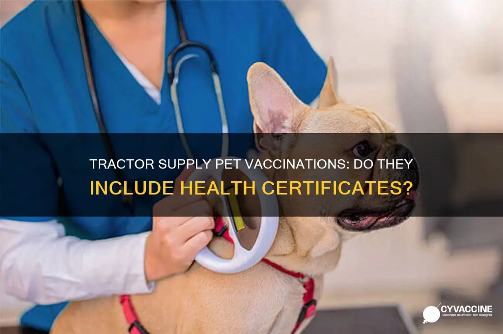 does tractor supply pet vaccinations come health certificate