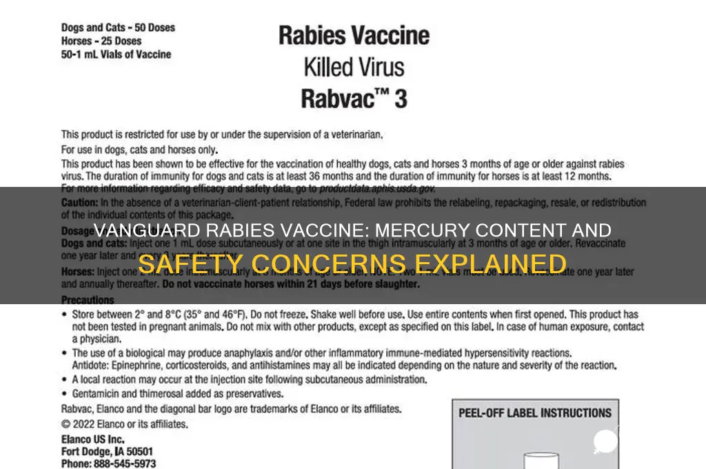does vanguard rabies vaccine have mercury