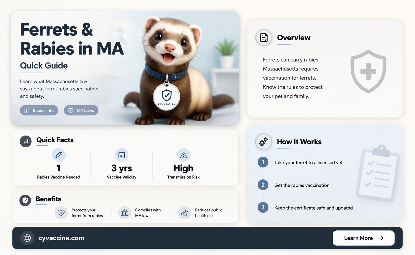are ferrets rquired to have a rabies vaccine in mass