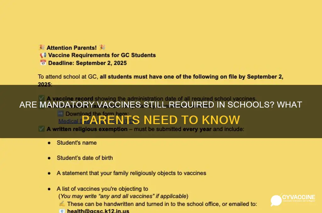 has schools dropped the mandatory vaccines