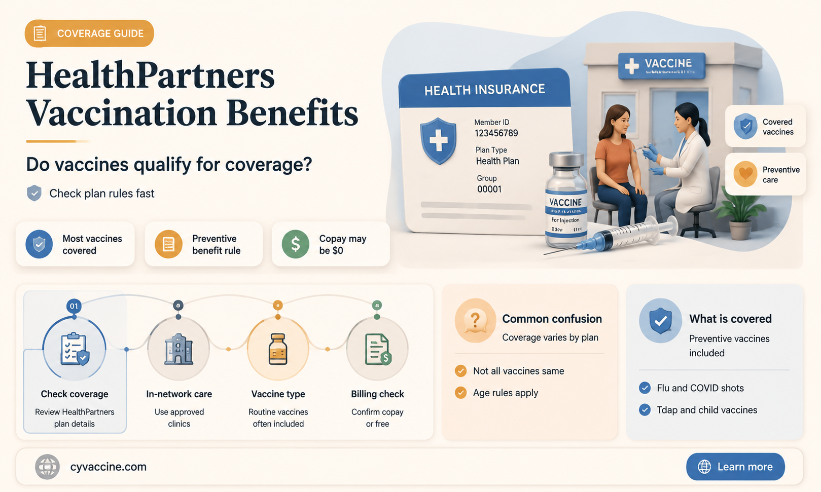 are vaccinations covered by healthpartners insurance