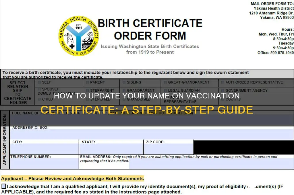 how do i change my name on my vaccination certificate