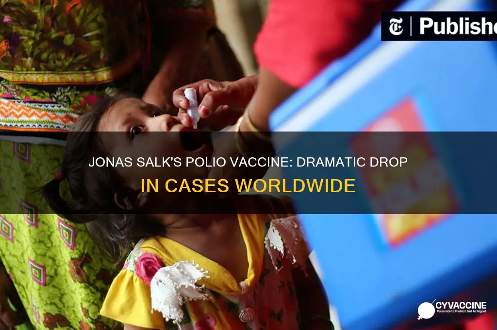 how many cases of polio droped from jonas salks vaccine