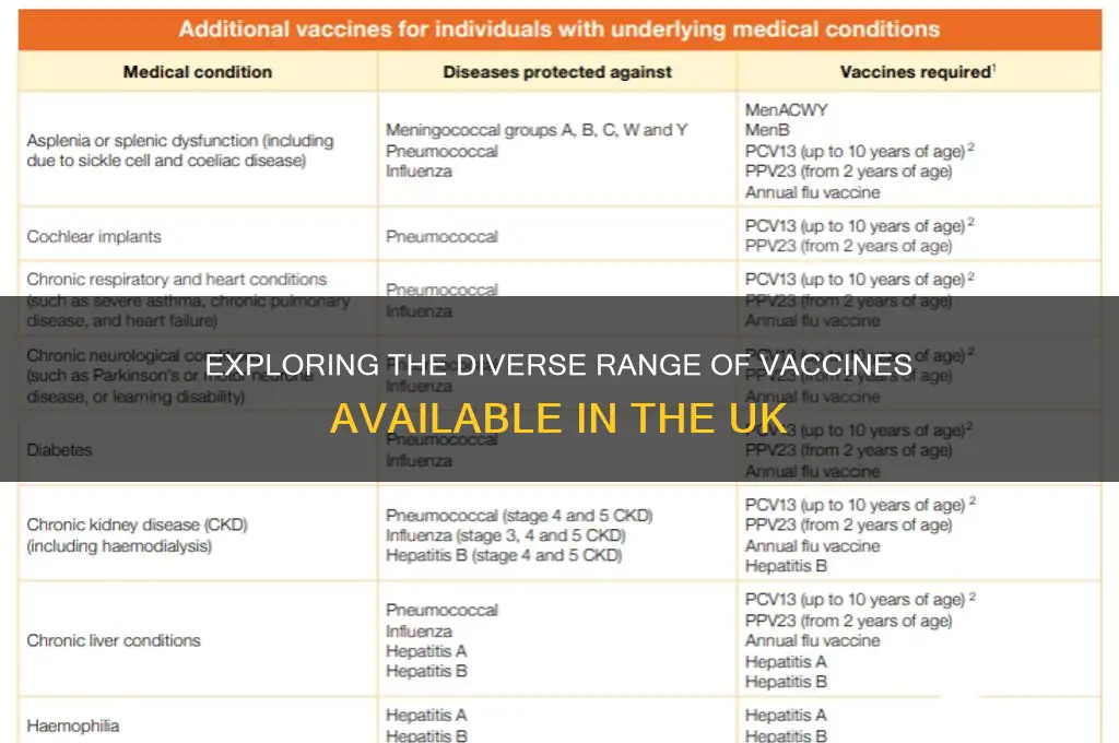 how many different vaccines in uk