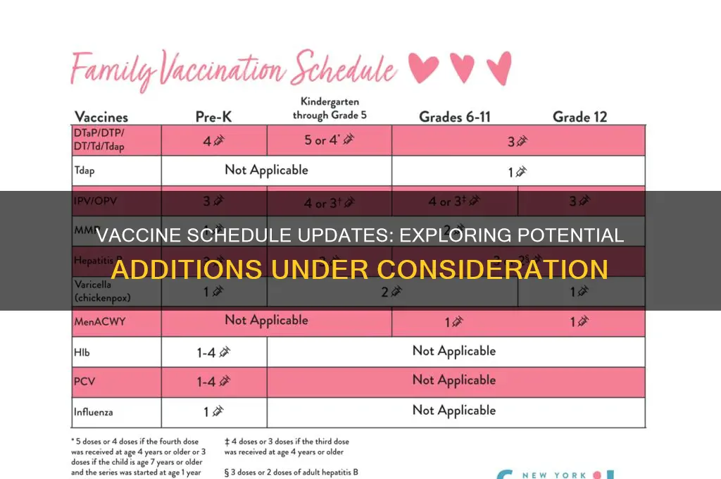 how many vaccines under consideration to be added to schedule