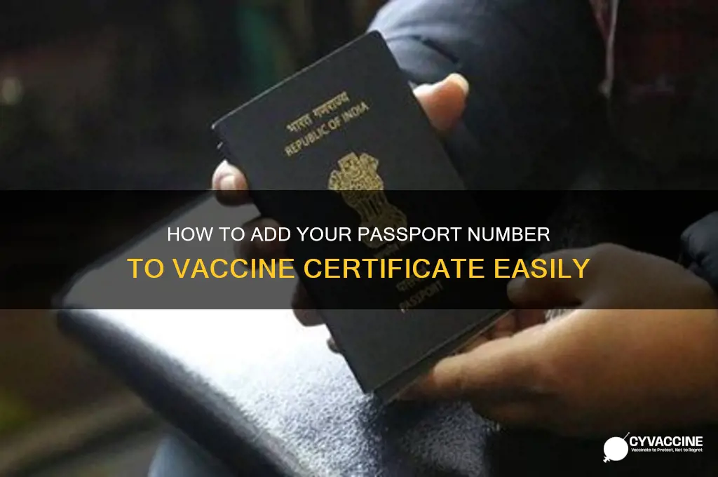 how to add passport number to vaccine certificate