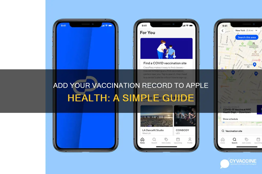 how to add vaccination record to apple health
