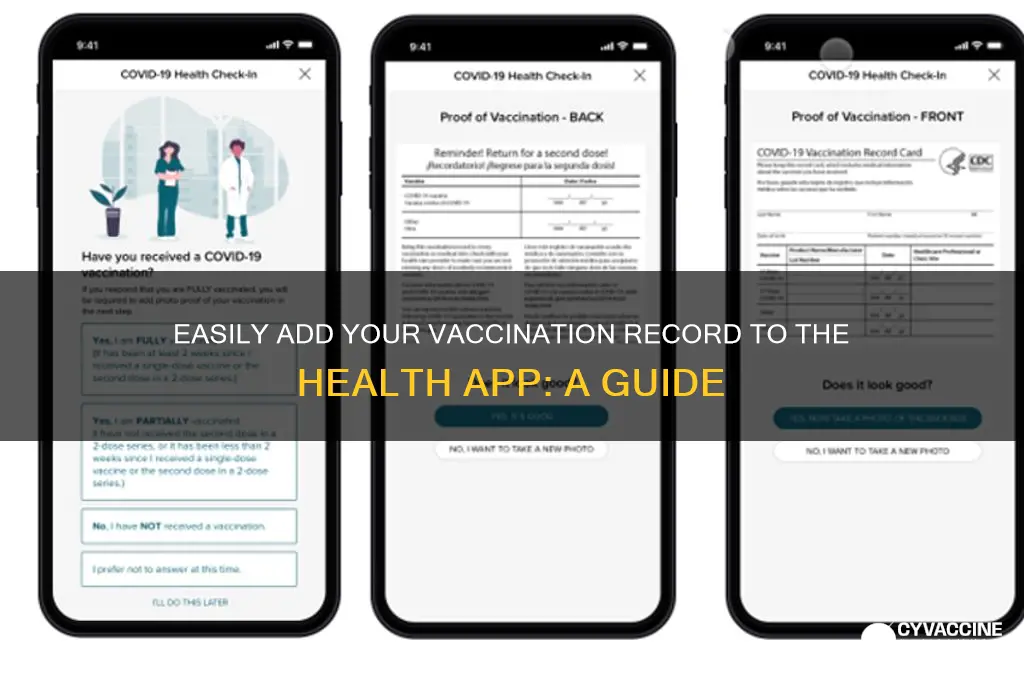 how to add vaccination record to health app