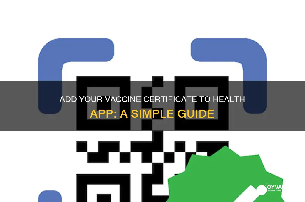 how to add vaccine certificate to health app