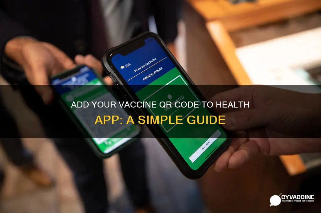 how to add vaccine qr code to health app