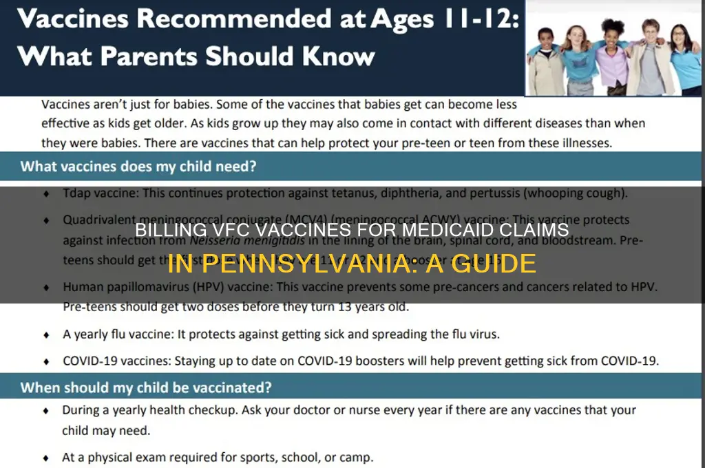 how to bill vaccines for vfc claims for medicaid pennsylvania