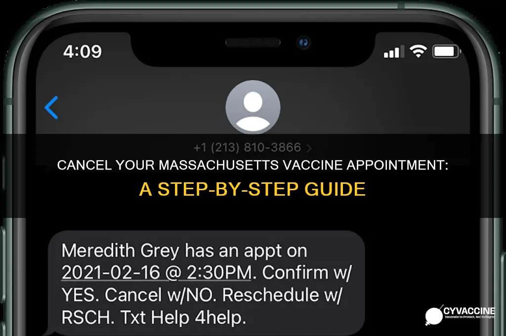 how to cancel vaccine appointment massachusetts
