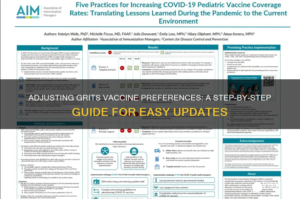 how to change grits vaccine preferences
