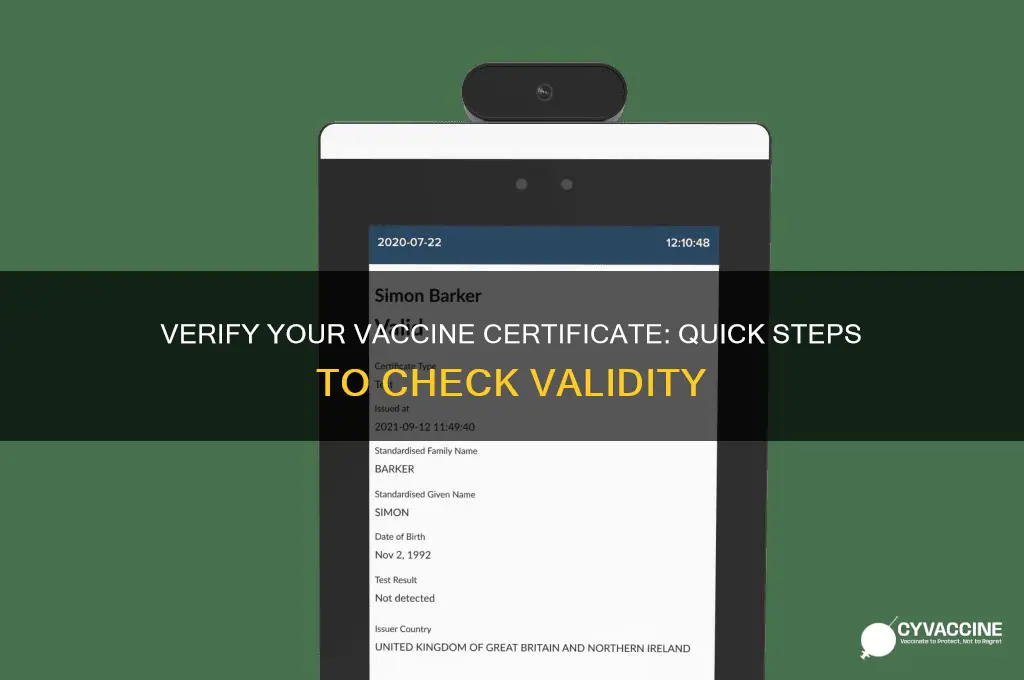 how to check if my vaccine certificate is valid
