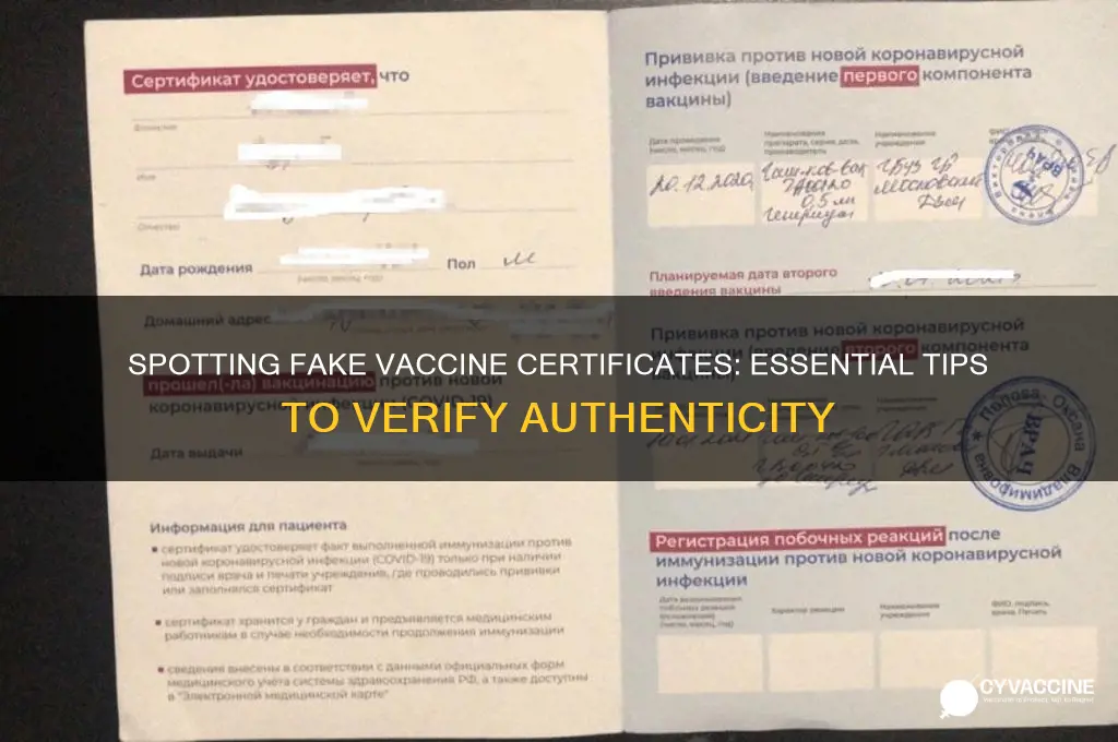 how to identify fake vaccine certificate