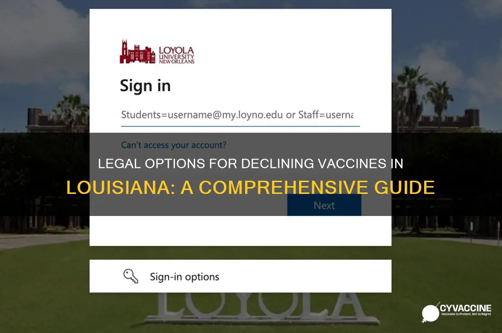 how to legally decline a vaccine in louisiana