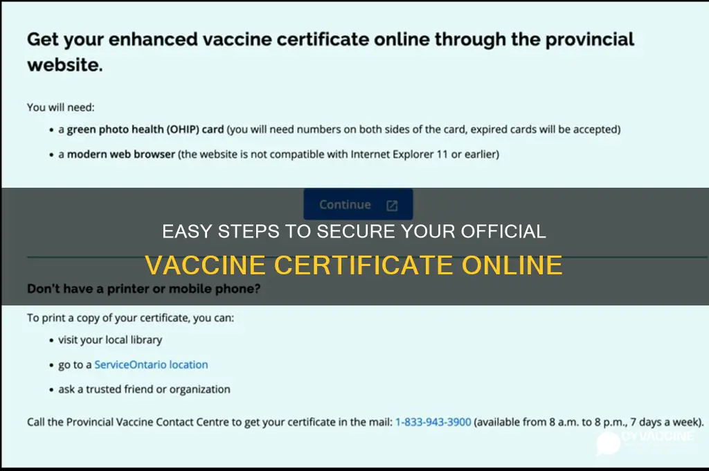 how to order a vaccine certificate