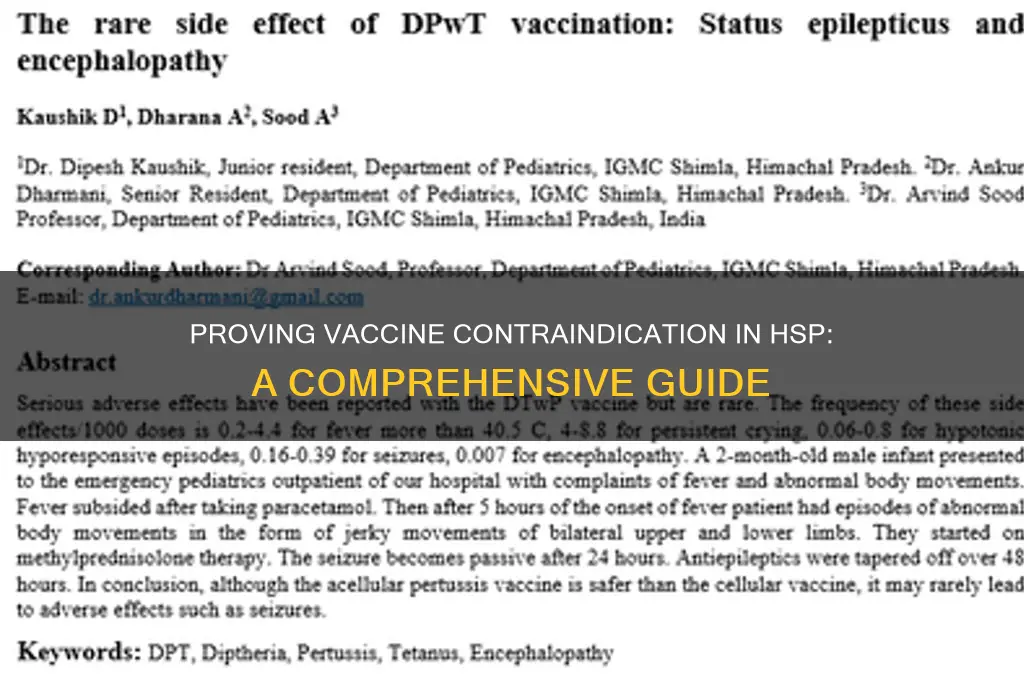 how to prove vaccine contraindication hsp