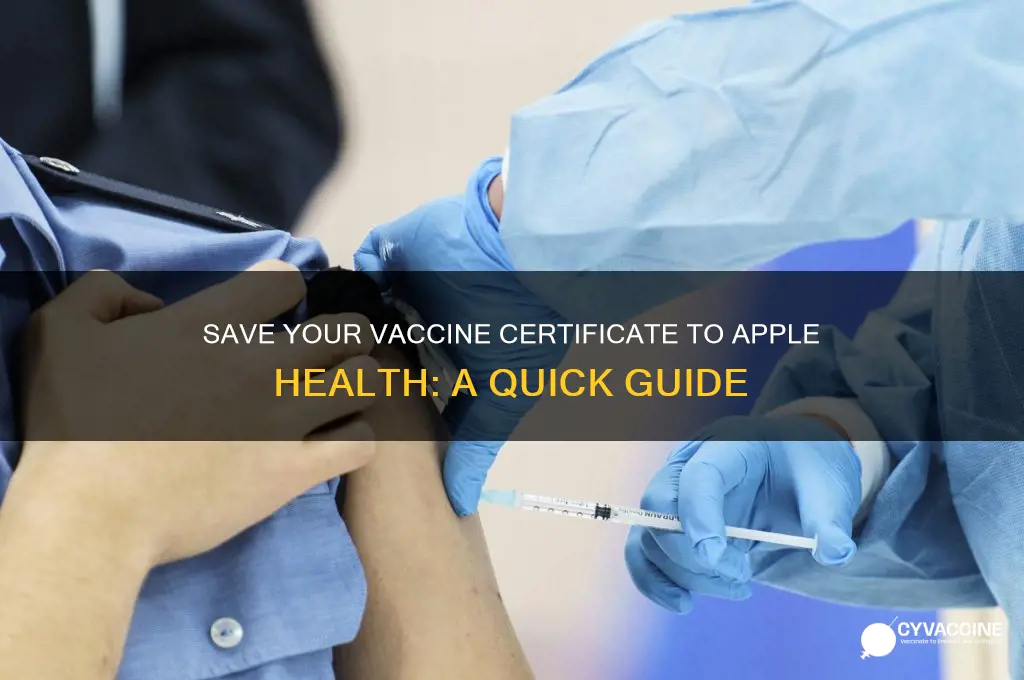 how to save vaccine certificate to apple health