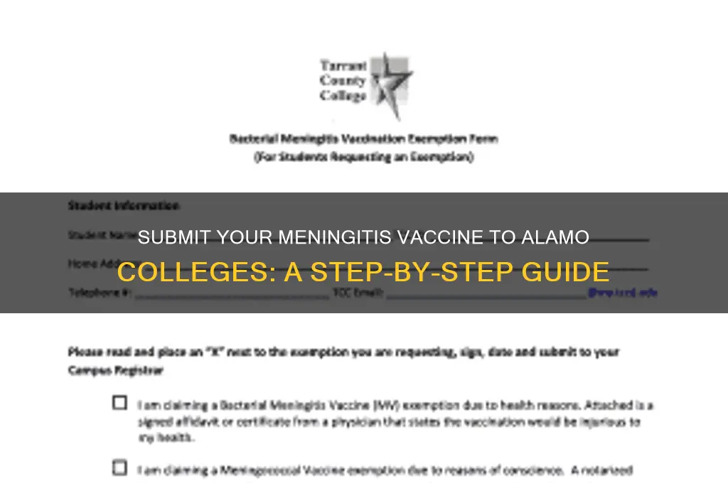 how to submit meningitis vaccine to alamo colleges