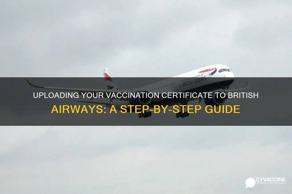 how to upload vaccination certificate to british airways