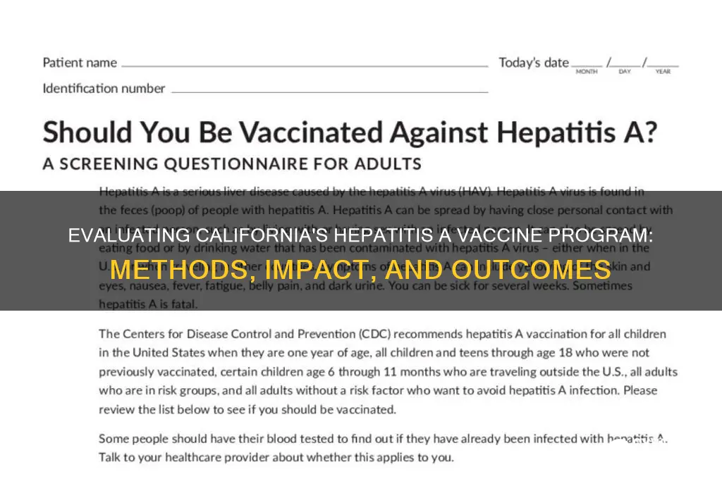 how was the hep a vaccine program in california evaluated