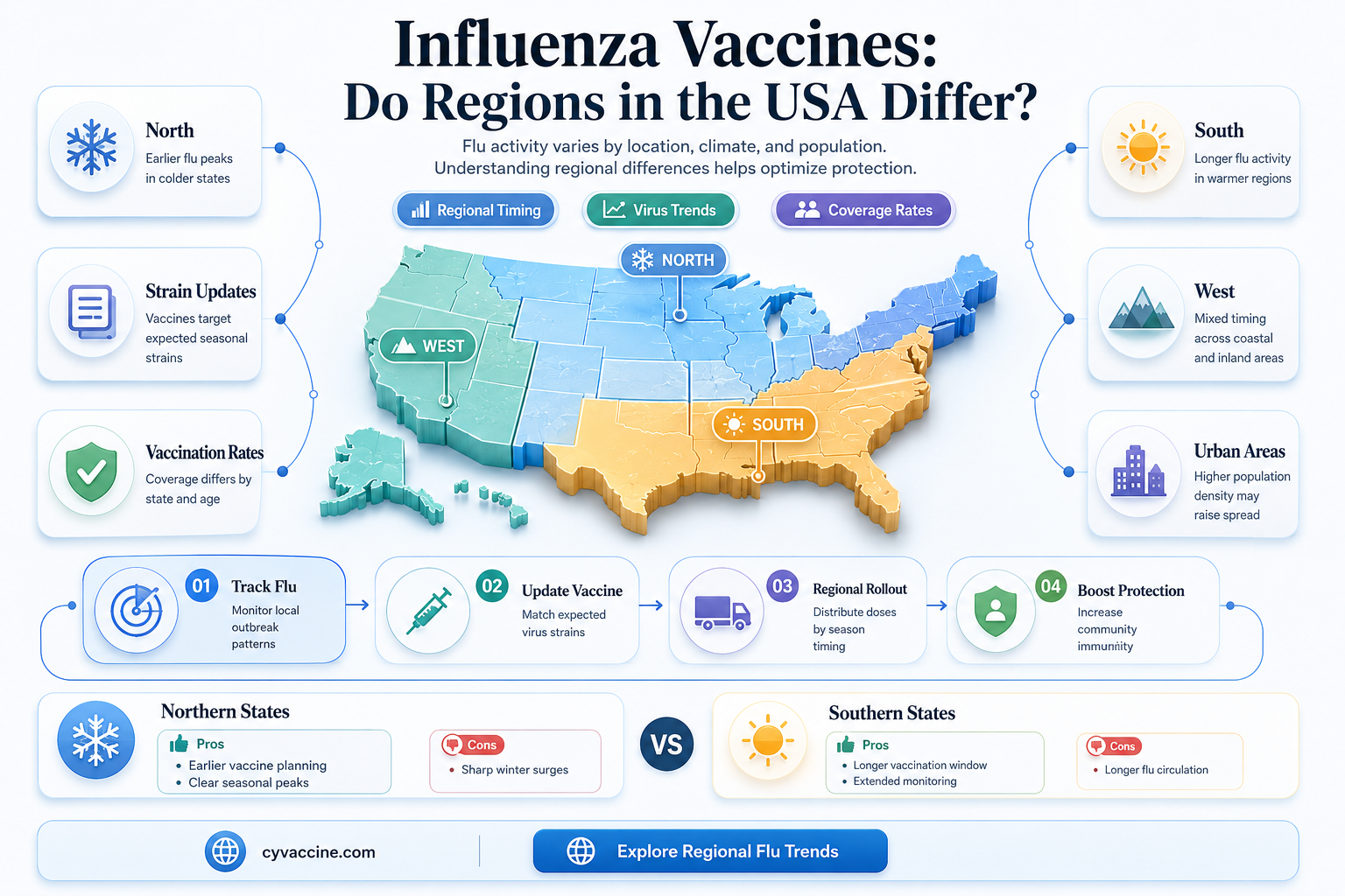 are there different influenza vaccines in each region usa