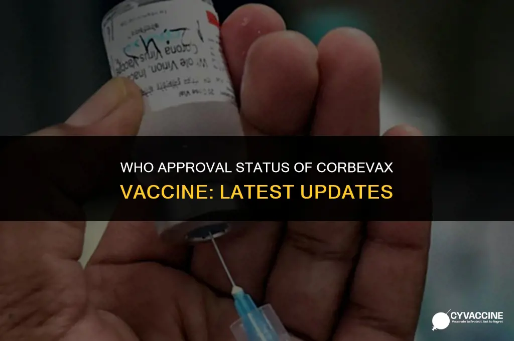 is corbevax vaccine approved by who