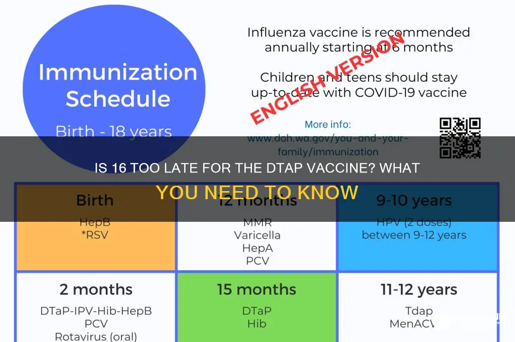 is it late to do vaccine dtap at age 16