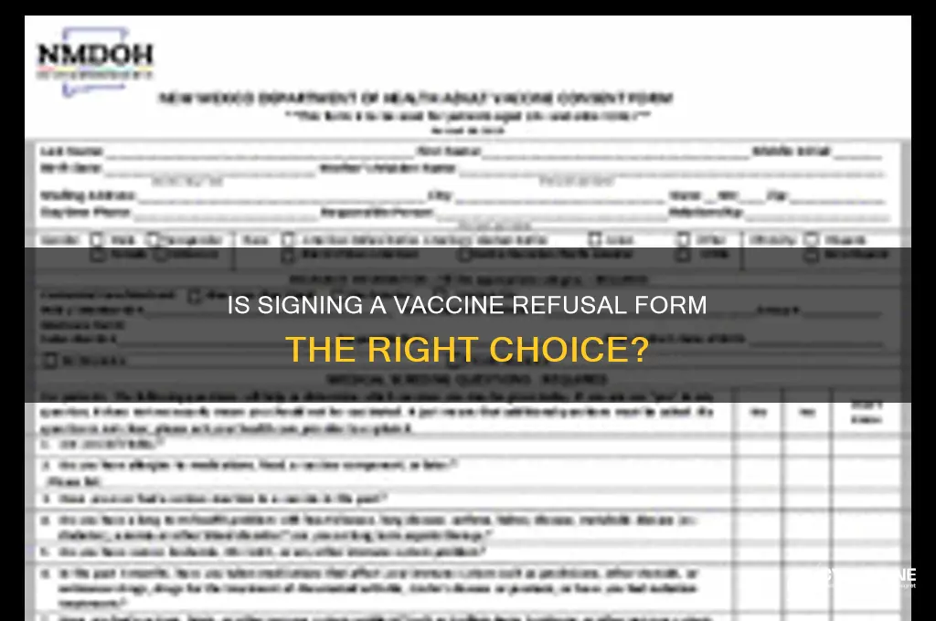 is it ok to sign vaccine refusal form
