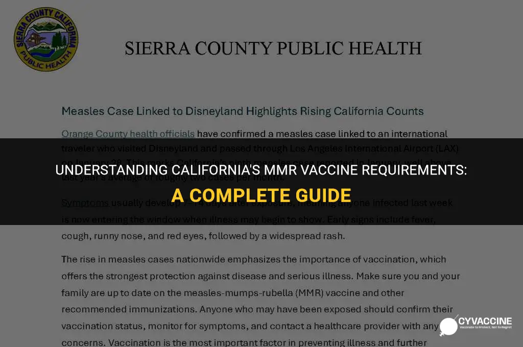is mmr vaccine mandatory in california