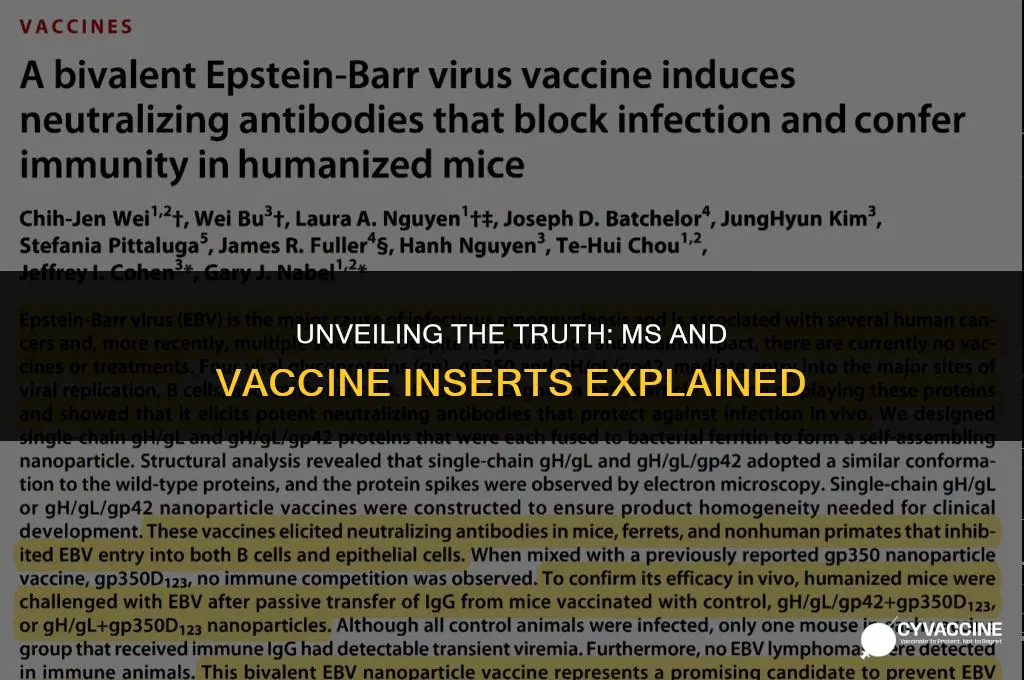 is ms on any vaccine inserts