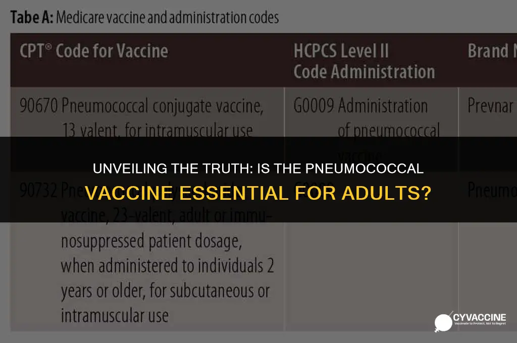 is pneumococcal vaccine necessary for adults