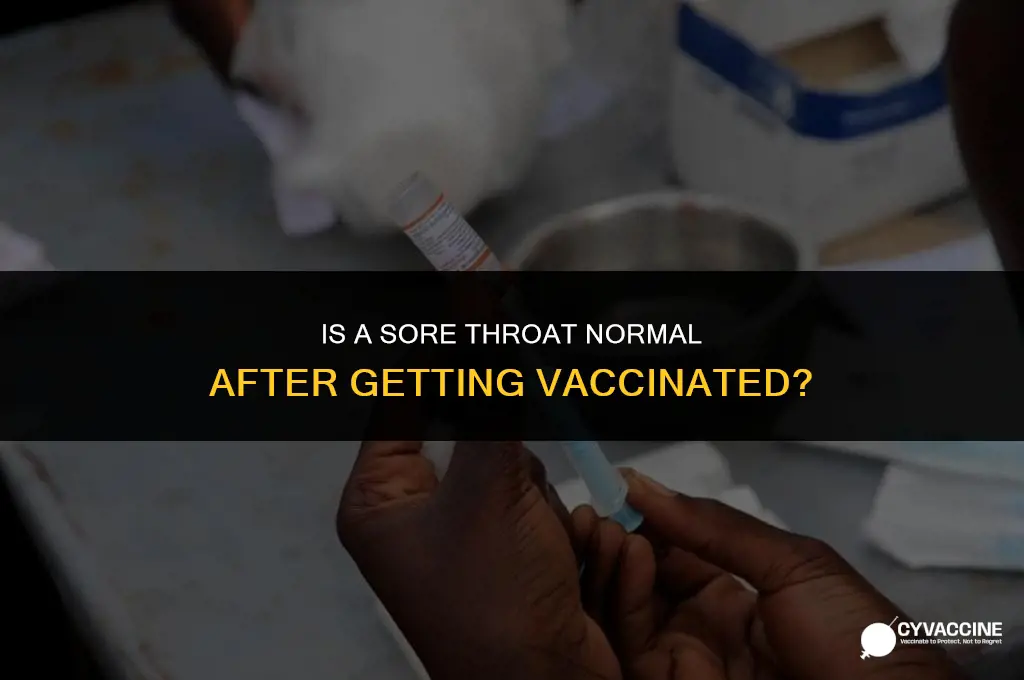 is sore throat normal after vaccine