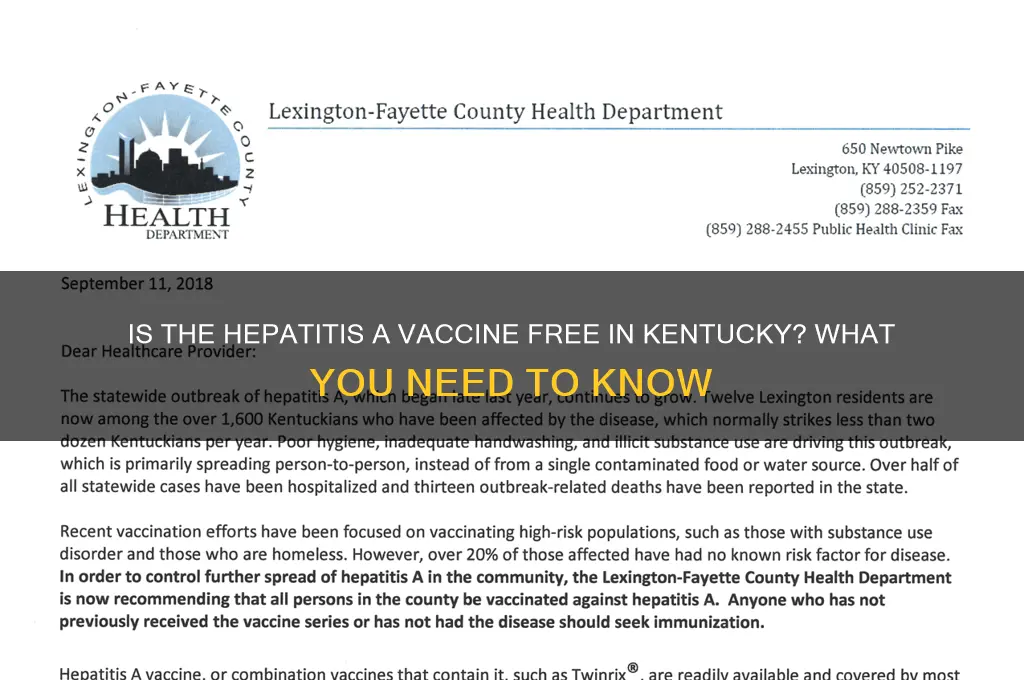 is the hep a vaccine free in kentucky