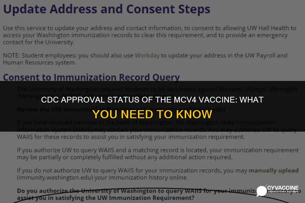 is the mcv4 vaccine cdc approved