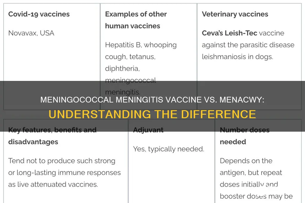 is the meningococcal meningitis vaccine the same as men acwy