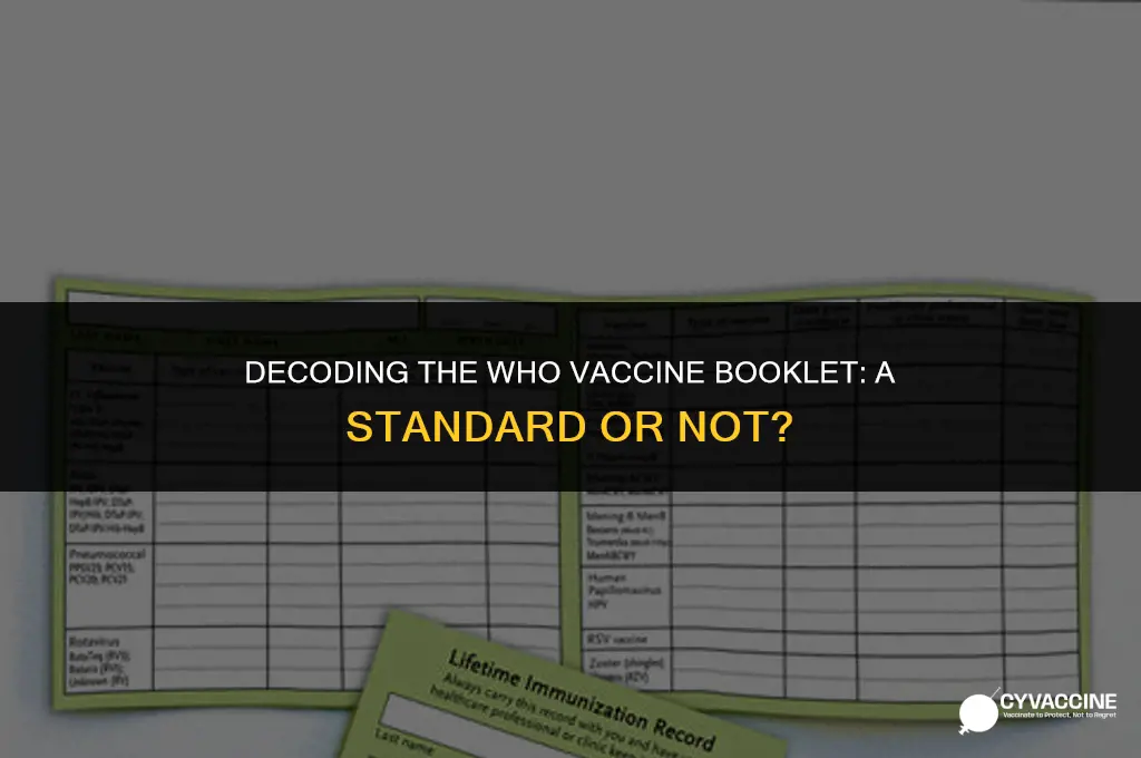 is the who vaccine booklet standard